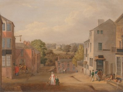 Straßenszene in Chorley, Lancashire, mit Blick auf Chorley Hall von John Bird of Liverpool